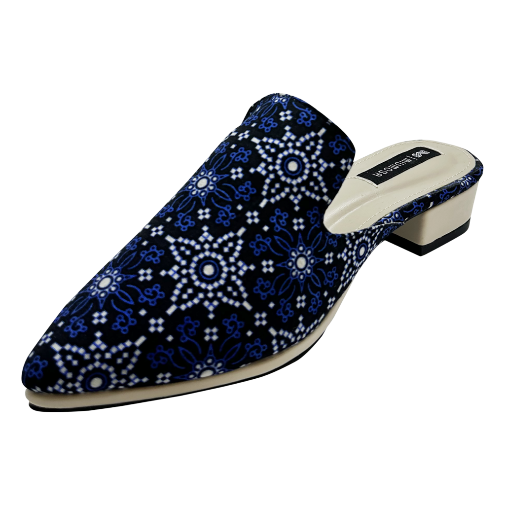 Maharani Kawung Biru Slip-on Batik
