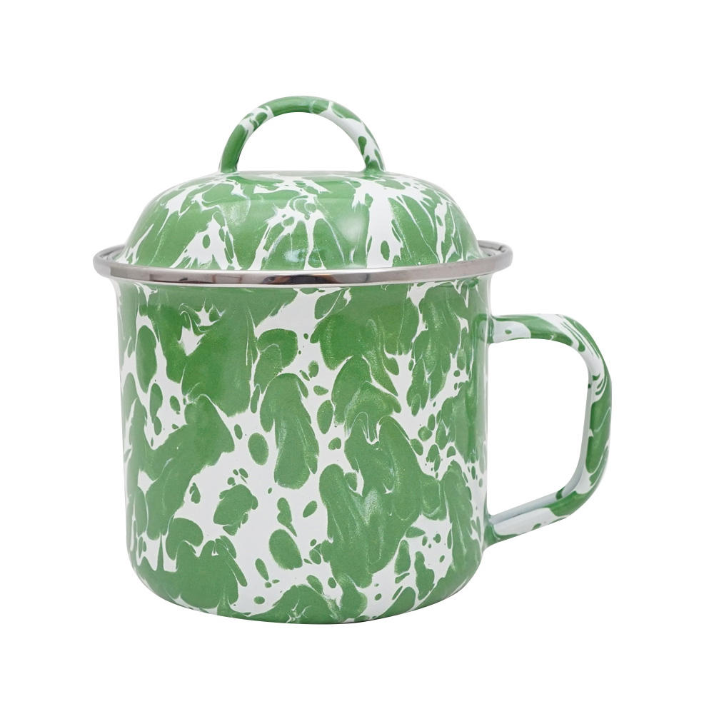 MUG SWIRL GREEN KS WITH COVER 12CM
