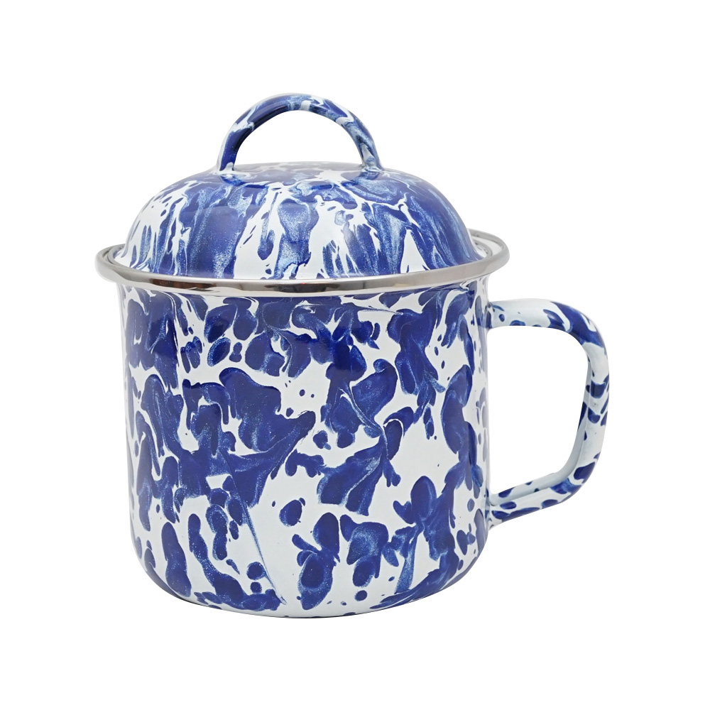 MUG SWIRL COBALT BLUE WITH COVER 12CM